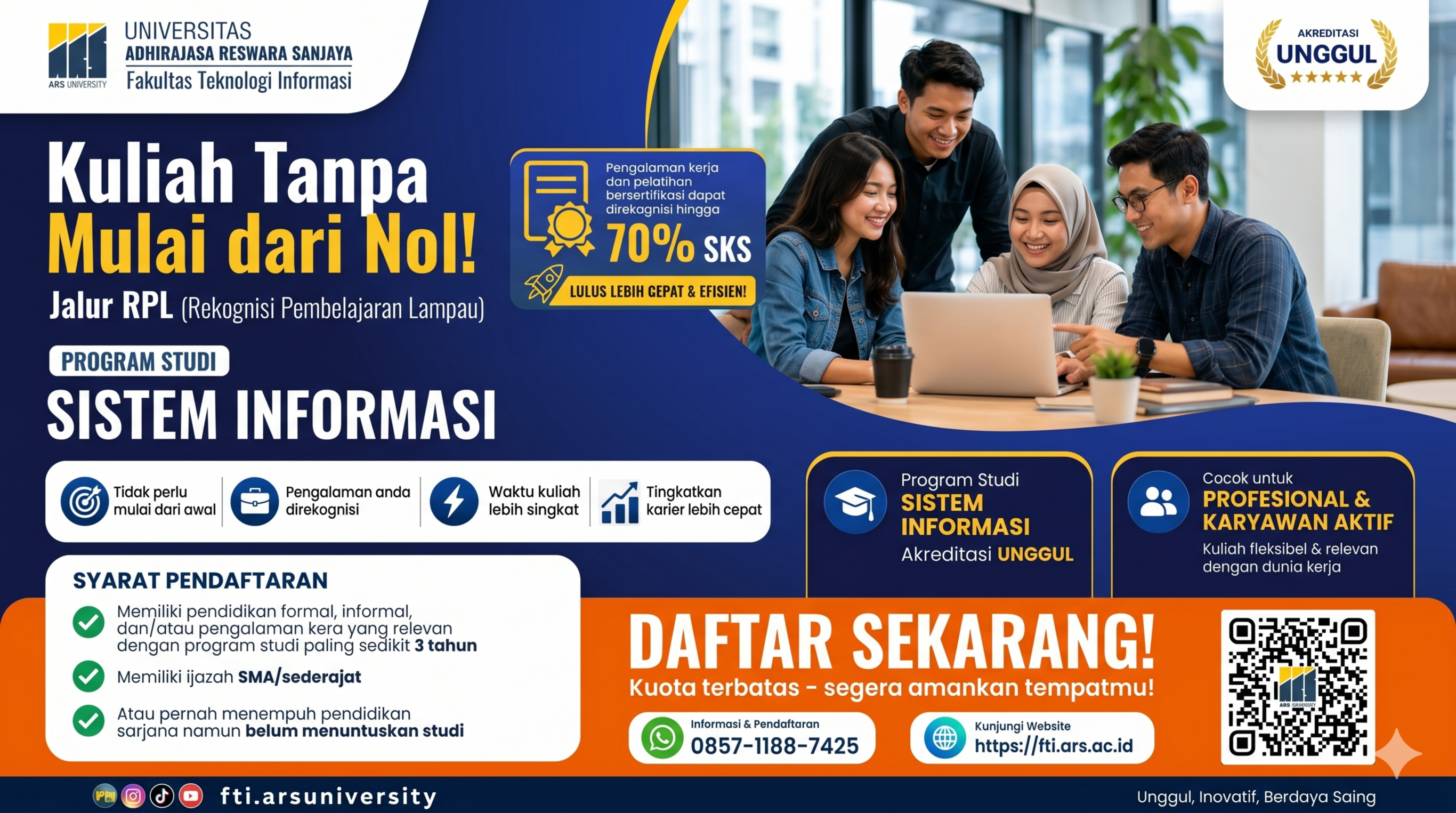 Kuliah Tanpa Mengulang dari Nol, ARS University Hadirkan Jalur RPL pada Prodi Sistem Informasi